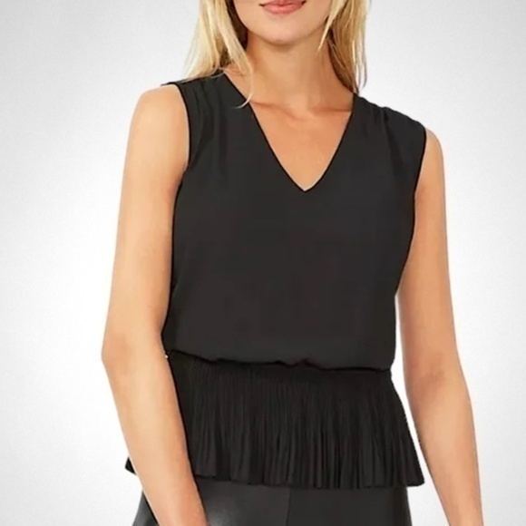 VINCE CAMAUTO Sleeveless RUMPLE PEPLUM Rich Black in size Medium - Picture 1 of 7